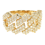 14K Gold Two Row Diamond Cuban Link Ring 65970