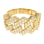14K Gold Two Row Diamond Cuban Link Ring 65970
