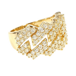 14K Gold Two Row Diamond Cuban Link Ring 65970