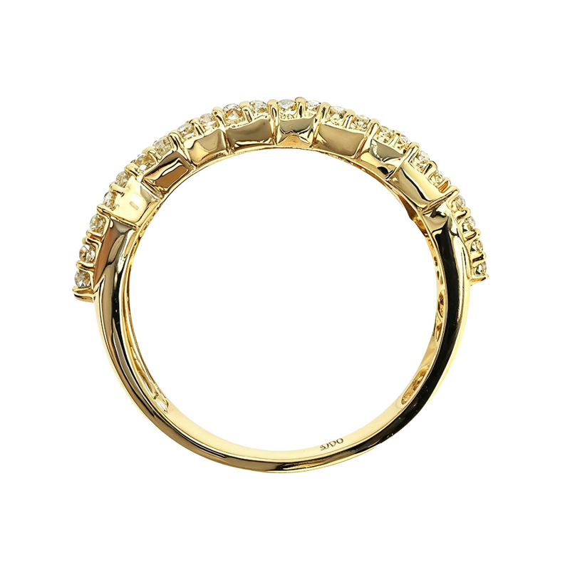 14K Gold Two Row Diamond Cuban Link Ring 65970