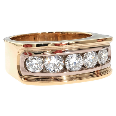 14K Two Tone Gold Channel Diamond Five Stone Ring 61772