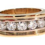 14K Two Tone Gold Channel Diamond Five Stone Ring 61772