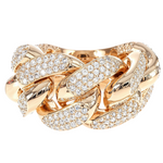 14K Yellow Gold 17mm 3 Row Diamond Miami Cuban Ring 65028