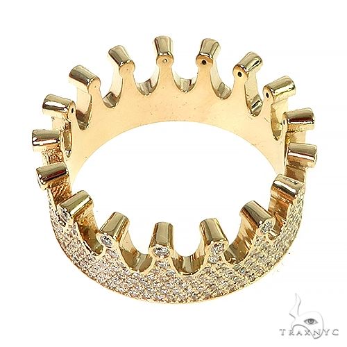 14k Gold Custom Made Crown Diamond Ring 66454 - Image 4