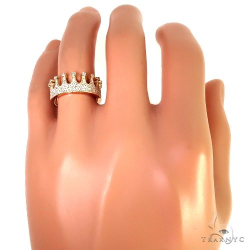 14k Gold Custom Made Crown Diamond Ring 66454 - Image 6