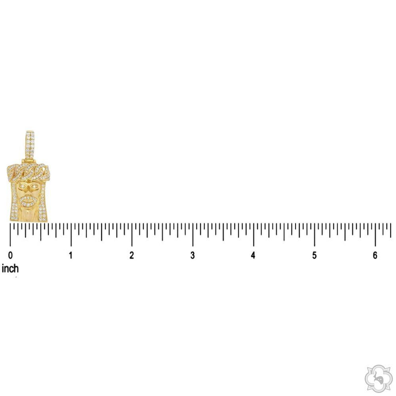 14k Gold Diamond Cuban Link Crown Jesus Pendant 65842 - Image 5
