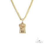 14k Gold Diamond Cuban Link Crown Jesus Pendant Set 66618 - Image 1