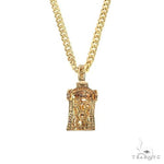 14k Gold Diamond Cuban Link Crown Jesus Pendant Set 66618 - Image 3