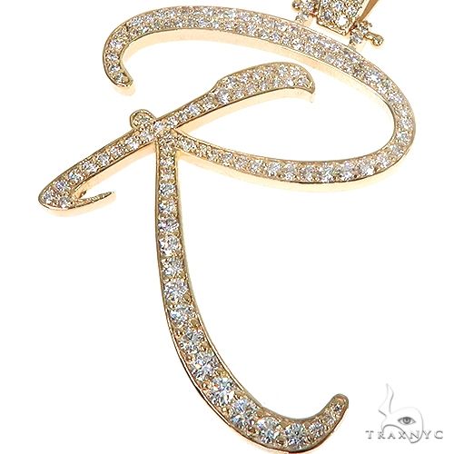 14k Gold Diamond 'R' Pendant 66752 - Image 4