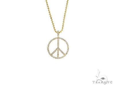 14k Gold Peace and Love Small Pendant Set 66337 - Image 1