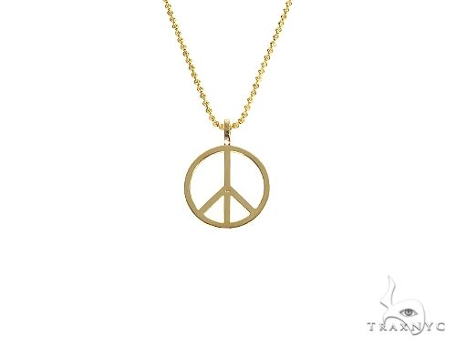 14k Gold Peace and Love Small Pendant Set 66337 - Image 3