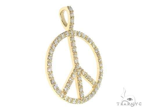 14k Gold Peace and Love Small Pendant Set 66338 - Image 2