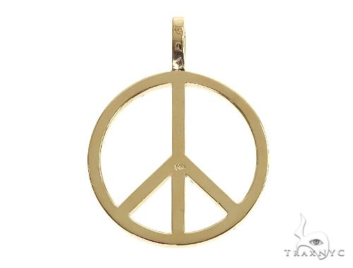 14k Gold Peace and Love Small Pendant Set 66338 - Image 3