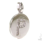 14k Gold Prong Diamond Initial P Pendant-39988 - Image 2