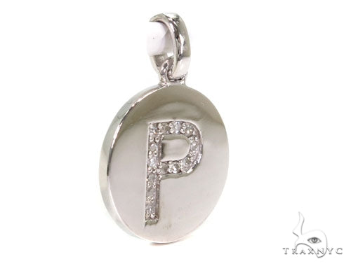 14k Gold Prong Diamond Initial P Pendant-39988 - Image 2