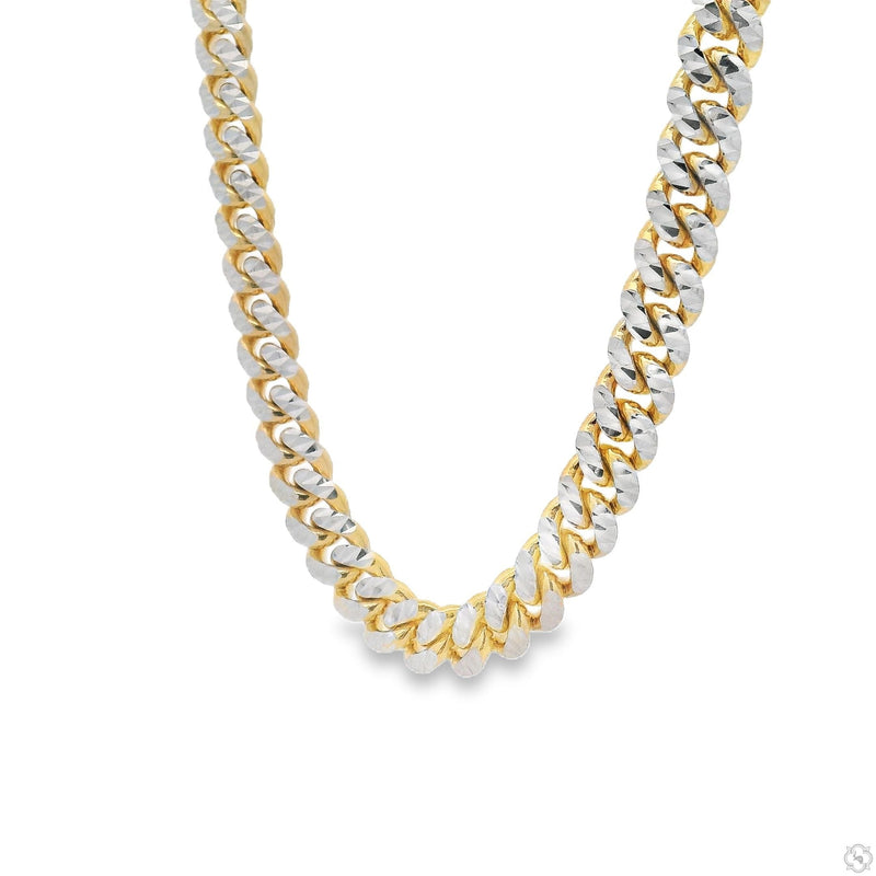 14k Gold Two Tone Diamond Cut Miami Cuban Link Chain 70325 - Image 3