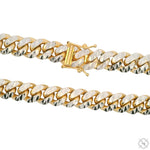 14k Gold Two Tone Diamond Cut Miami Cuban Link Chain 70325 - Image 4