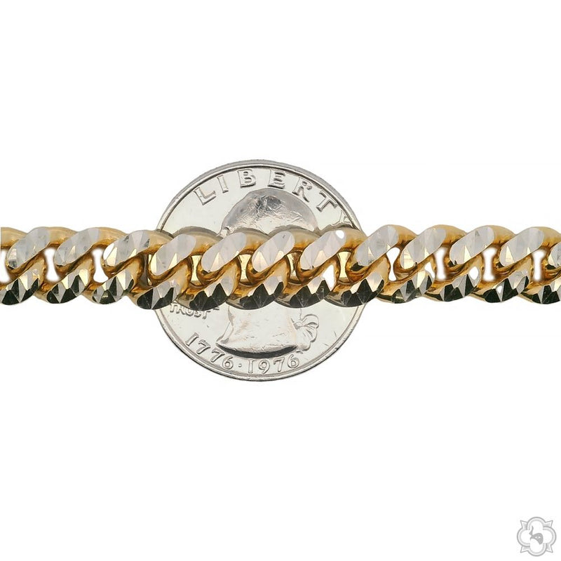 14k Gold Two Tone Diamond Cut Miami Cuban Link Chain 70325 - Image 5