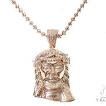 14k Rose Gold Diamond Jesus Pendant and Moon Chain Set 65123 - Image 2