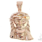 14k Rose Gold Diamond Jesus Pendant and Moon Chain Set 65123 - Image 3