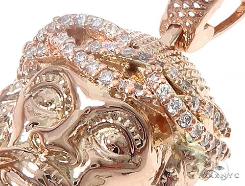 14k Rose Gold Diamond Jesus Pendant and Moon Chain Set 65123 - Image 6