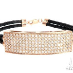 14k Rose Gold Diamond Leather Rope Bracelet 65036 - Image 1