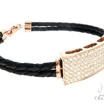 14k Rose Gold Diamond Leather Rope Bracelet 65036 - Image 2