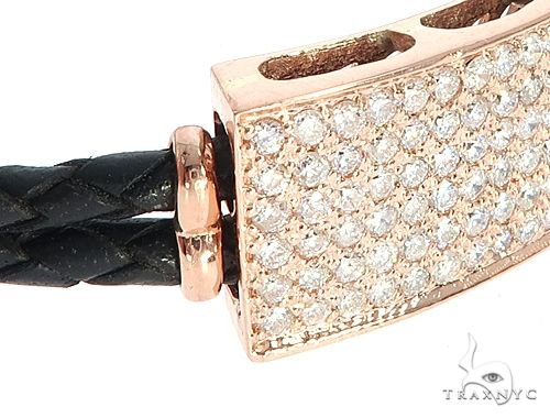 14k Rose Gold Diamond Leather Rope Bracelet 65036 - Image 6