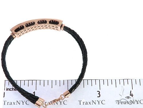 14k Rose Gold Diamond Leather Rope Bracelet 65036 - Image 9