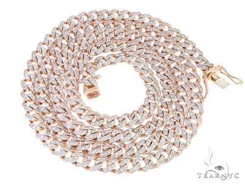 14k Rose Gold Diamond Miami Cuban Link Chain 65094 - Image 4