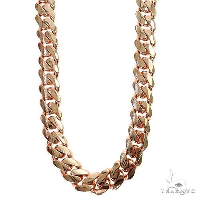 14k Rose Gold Solid Hand Made Miami Cuban  9.5mm 24 inches Chain 69725 - Image 1