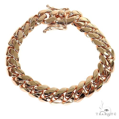14k Rose Gold Solid Hand Made Miami Cuban Bracelet 11.7mm 7.5 inches 69726 - Image 1