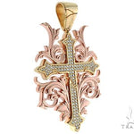 Black Ink Crew 14k Two Tone Diamond Filigree Cross Pendant 64746 - Image 2