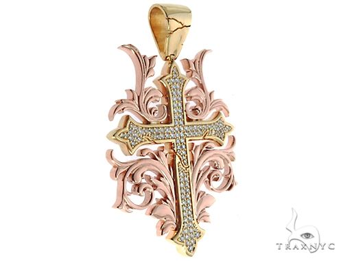 Black Ink Crew 14k Two Tone Diamond Filigree Cross Pendant 64746 - Image 2
