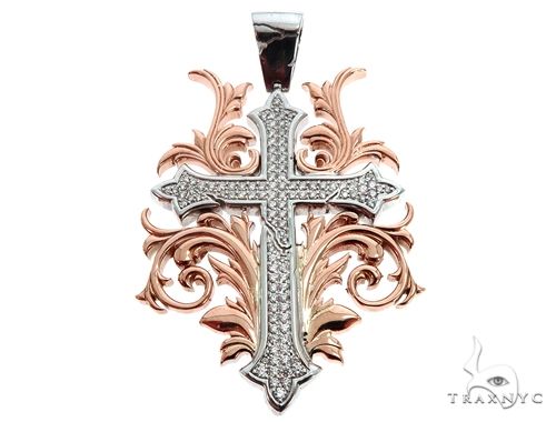 Black Ink Crew 14k Two Tone Diamond Filigree Cross Pendant 64747 - Image 1