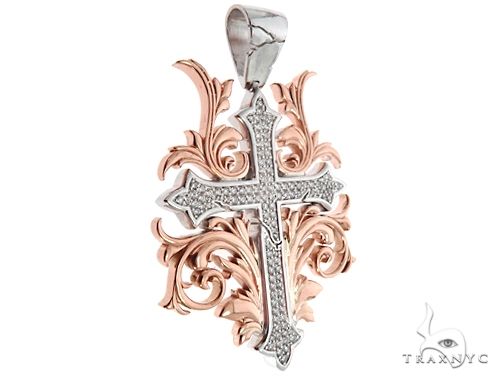 Black Ink Crew 14k Two Tone Diamond Filigree Cross Pendant 64747 - Image 2