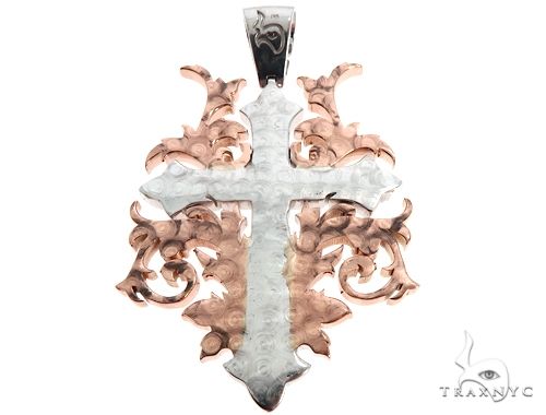 Black Ink Crew 14k Two Tone Diamond Filigree Cross Pendant 64747 - Image 3