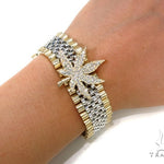 14k Gold Diamond Maple Leaf Bracelet-40034 - Image 7