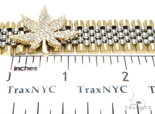 14k Gold Diamond Maple Leaf Bracelet-40034 - Image 9