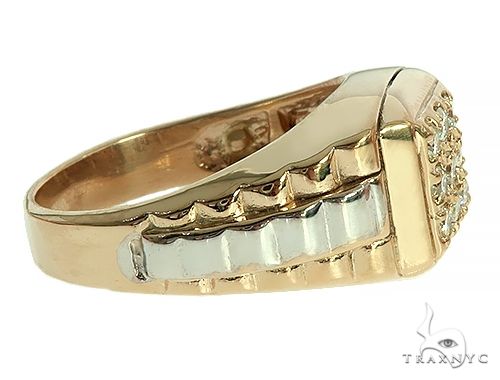 14k Two Tone Gold Men's Diamond Ring 64664 - Image 3