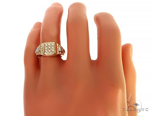 14k Two Tone Gold Men's Diamond Ring 64664 - Image 6