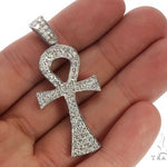 14k White Gold Diamond Ankh Pendant 64647 - Image 5