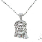 14k White Gold Diamond Jesus Pendant and Moon Chain Set 65122 - Image 2