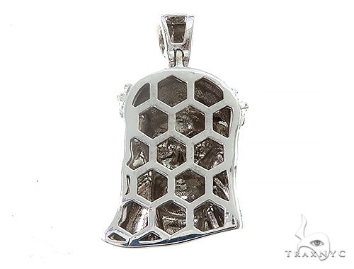 14k White Gold Diamond Jesus Pendant and Moon Chain Set 65122 - Image 5