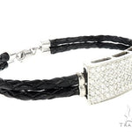 14k White Gold Diamond Leather Rope Bracelet 65035 - Image 2