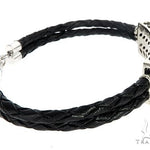 14k White Gold Diamond Leather Rope Bracelet 65035 - Image 3