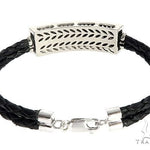 14k White Gold Diamond Leather Rope Bracelet 65035 - Image 4