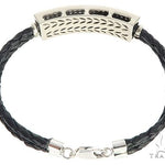 14k White Gold Diamond Leather Rope Bracelet 65035 - Image 5