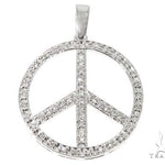 14k White Gold Diamond Peace Symbol Pendant 64671 - Image 1