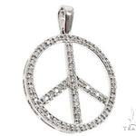 14k White Gold Diamond Peace Symbol Pendant 64671 - Image 2